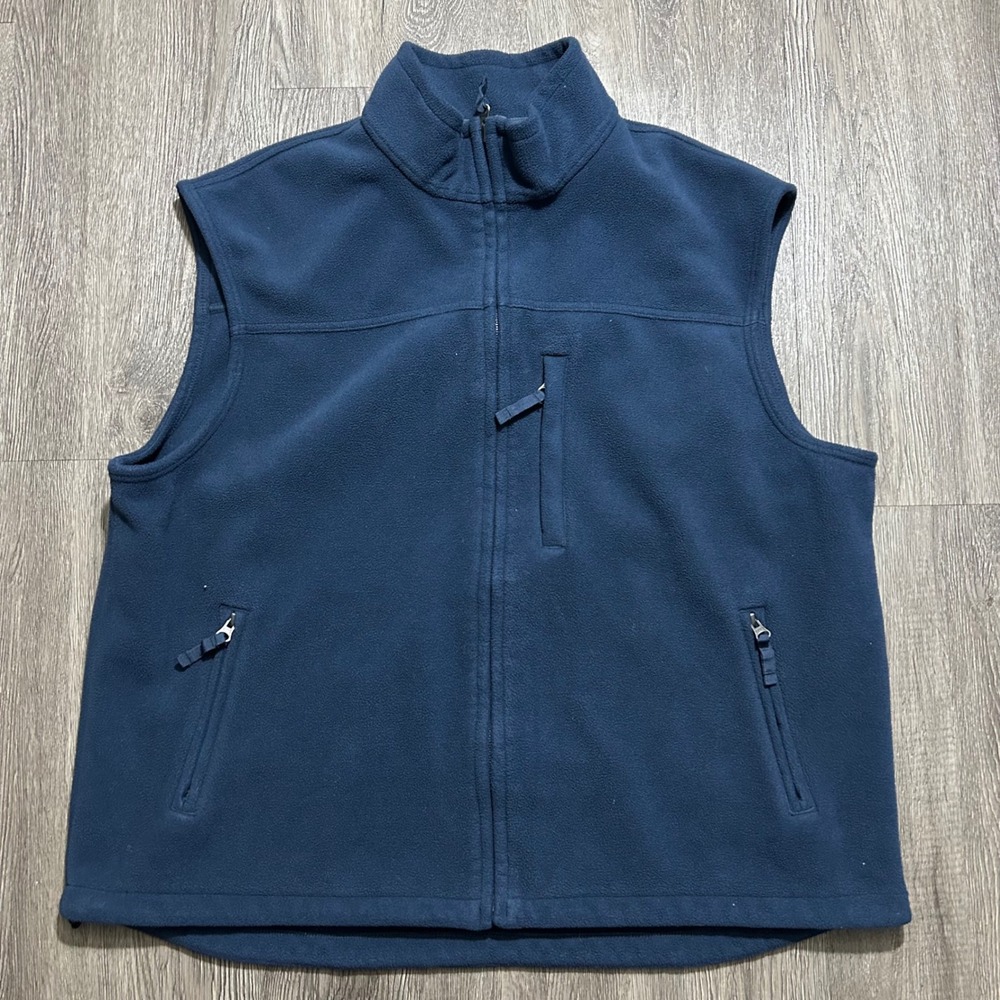Duluth Trading Shoreman's Fleece‎ Windproof Vest XL Blue Full Zip Sleeveless